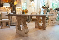 "Jansen" Dining Table in Louis XV Style with a Marble Top