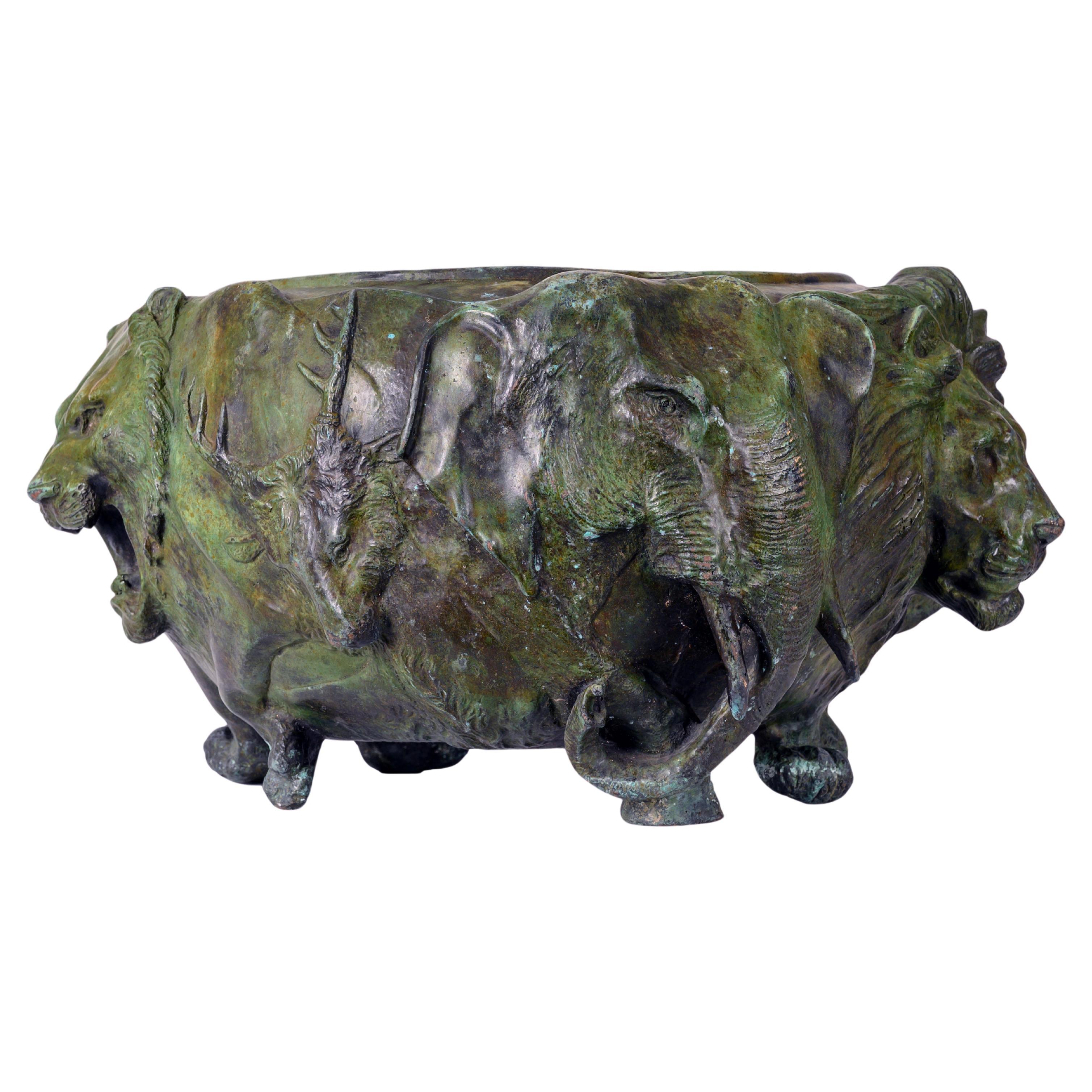 A Japanese Bronze “Animal” Jardiniere For Sale