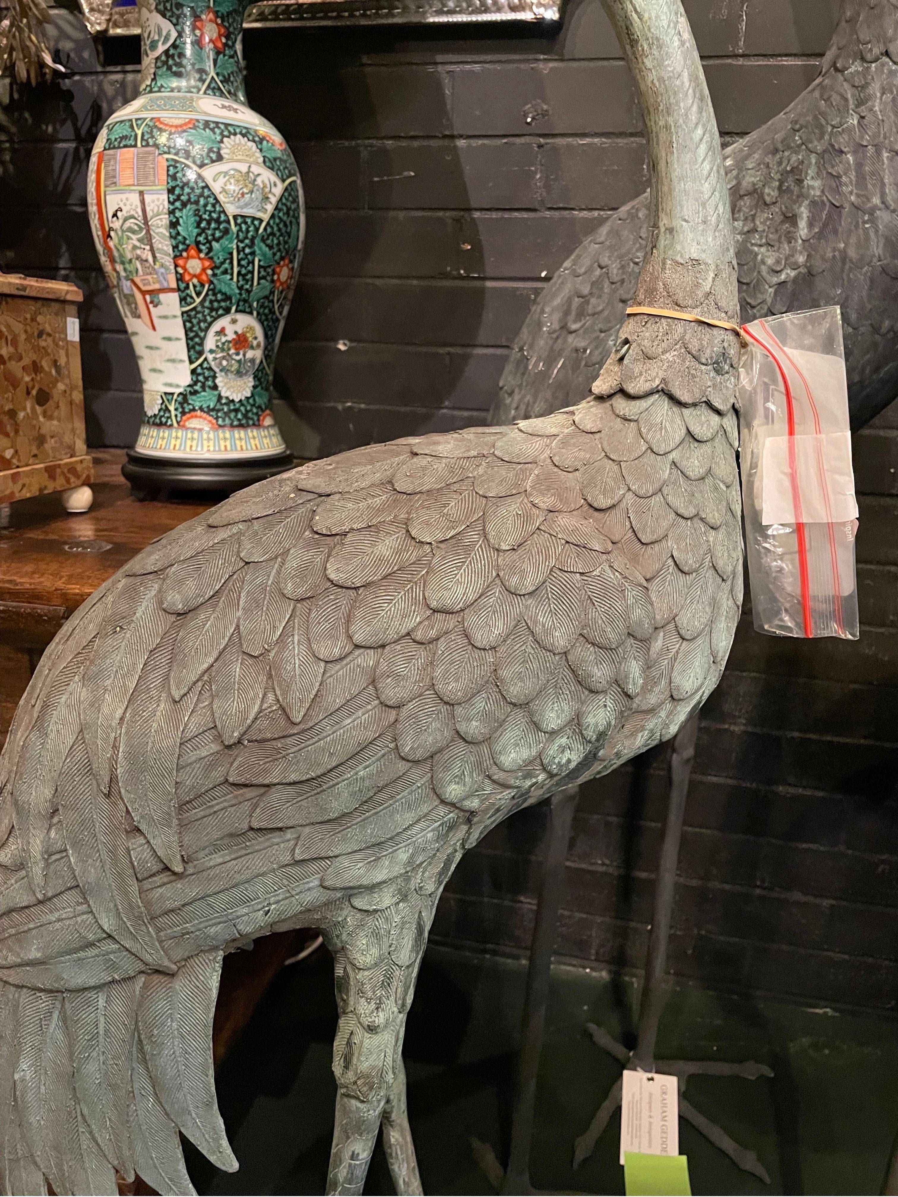 A Japanese Bronze Garden Statue Of A Crane In Good Condition For Sale In ARMADALE, VIC