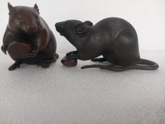 A Japanese bronze of two rats (Meiji Period)