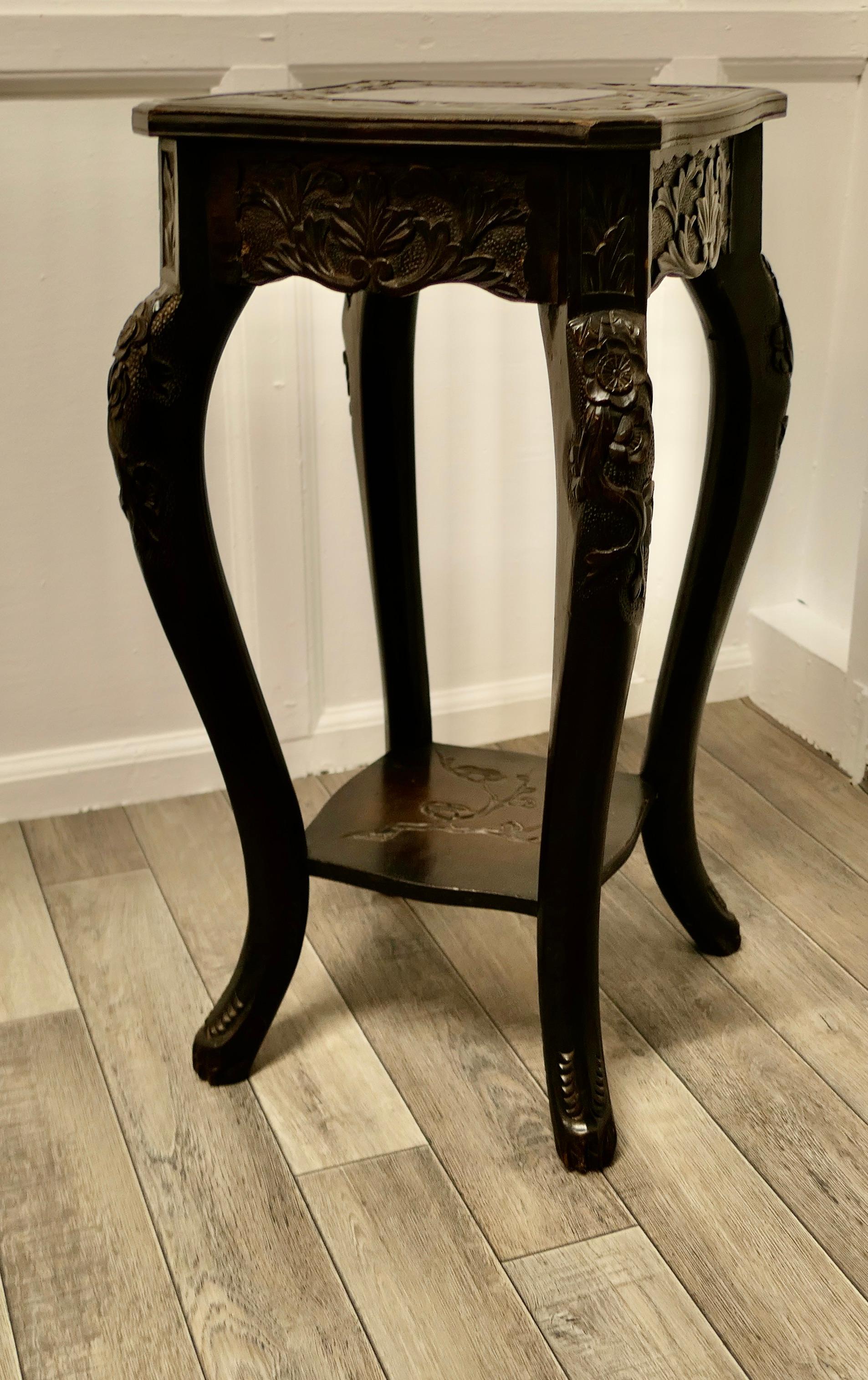 Anglo-Japanese Japanese Carved Lamp Table For Sale