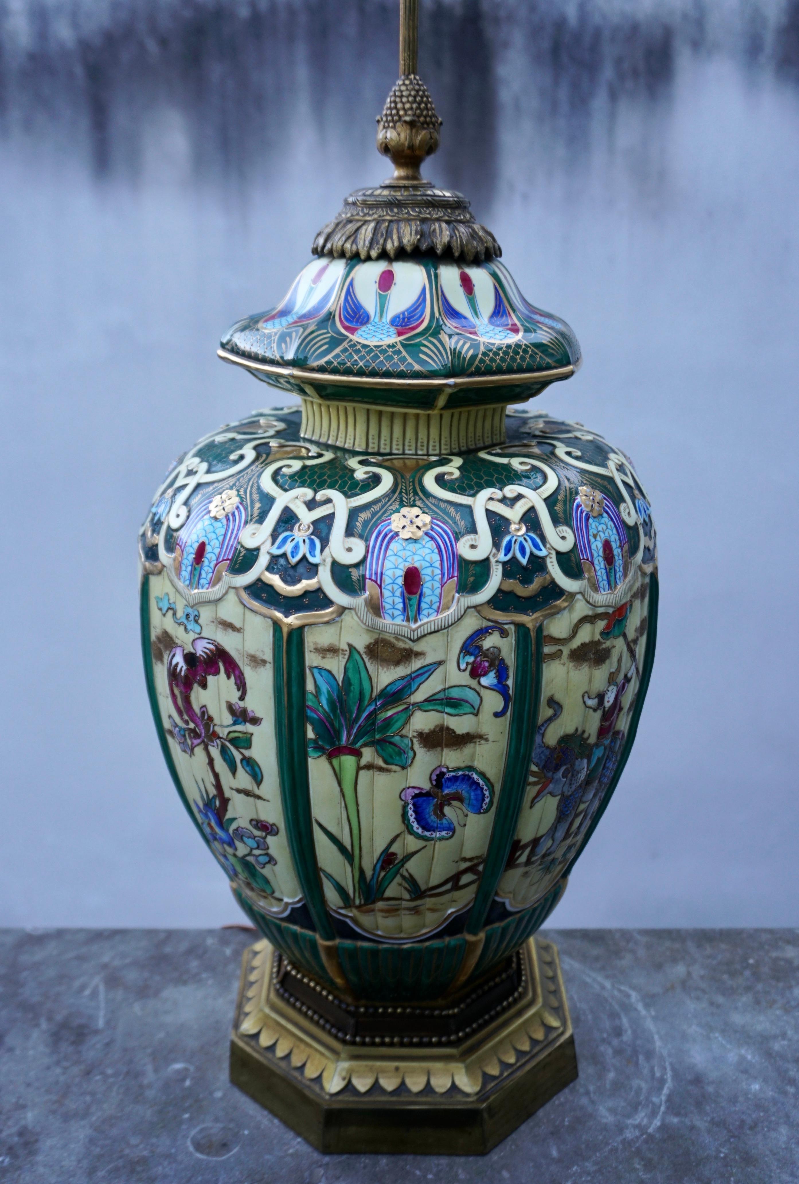 A Japanese Ceramic Vase Mounted as Lamp For Sale 6