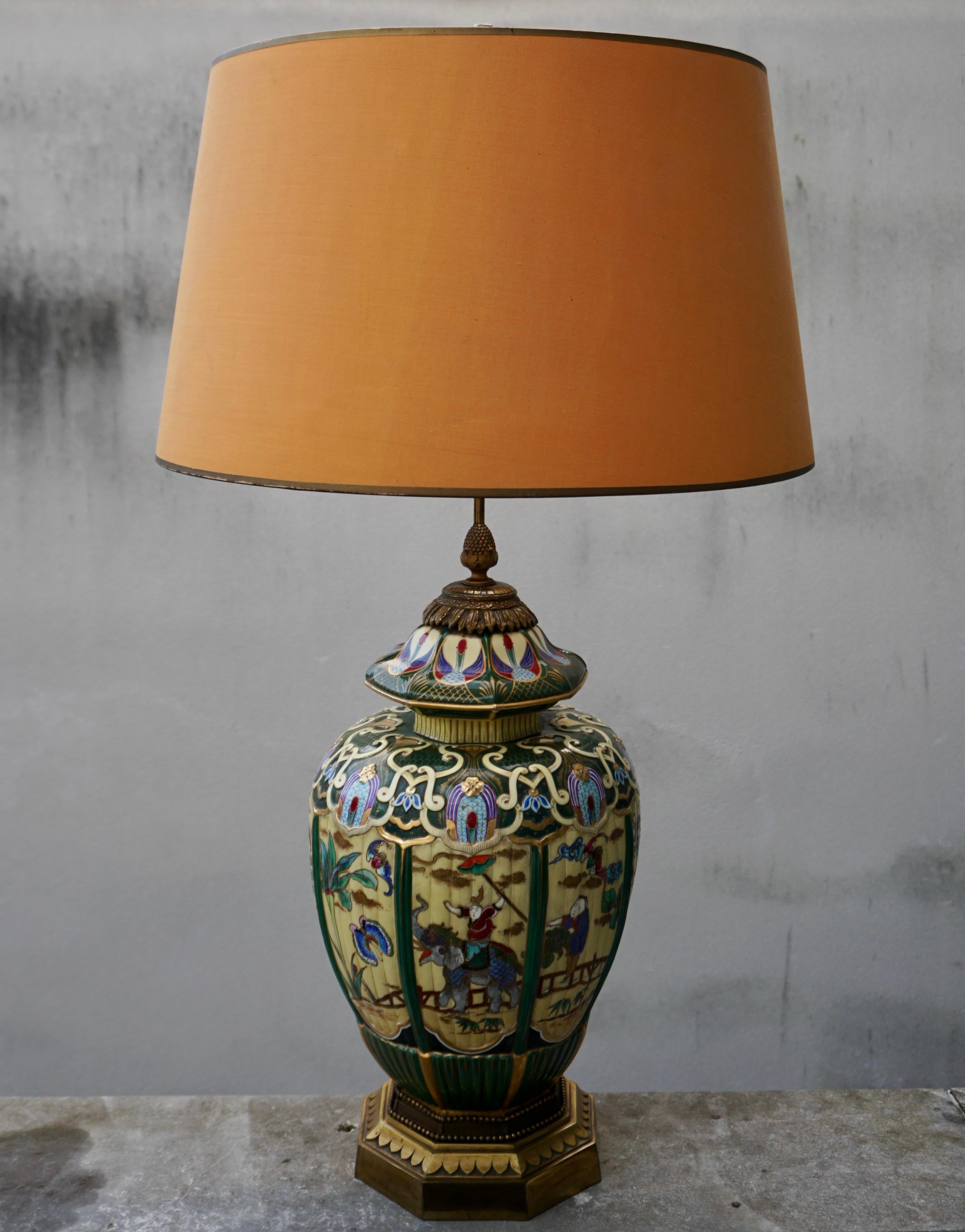 20th Century A Japanese Ceramic Vase Mounted as Lamp For Sale
