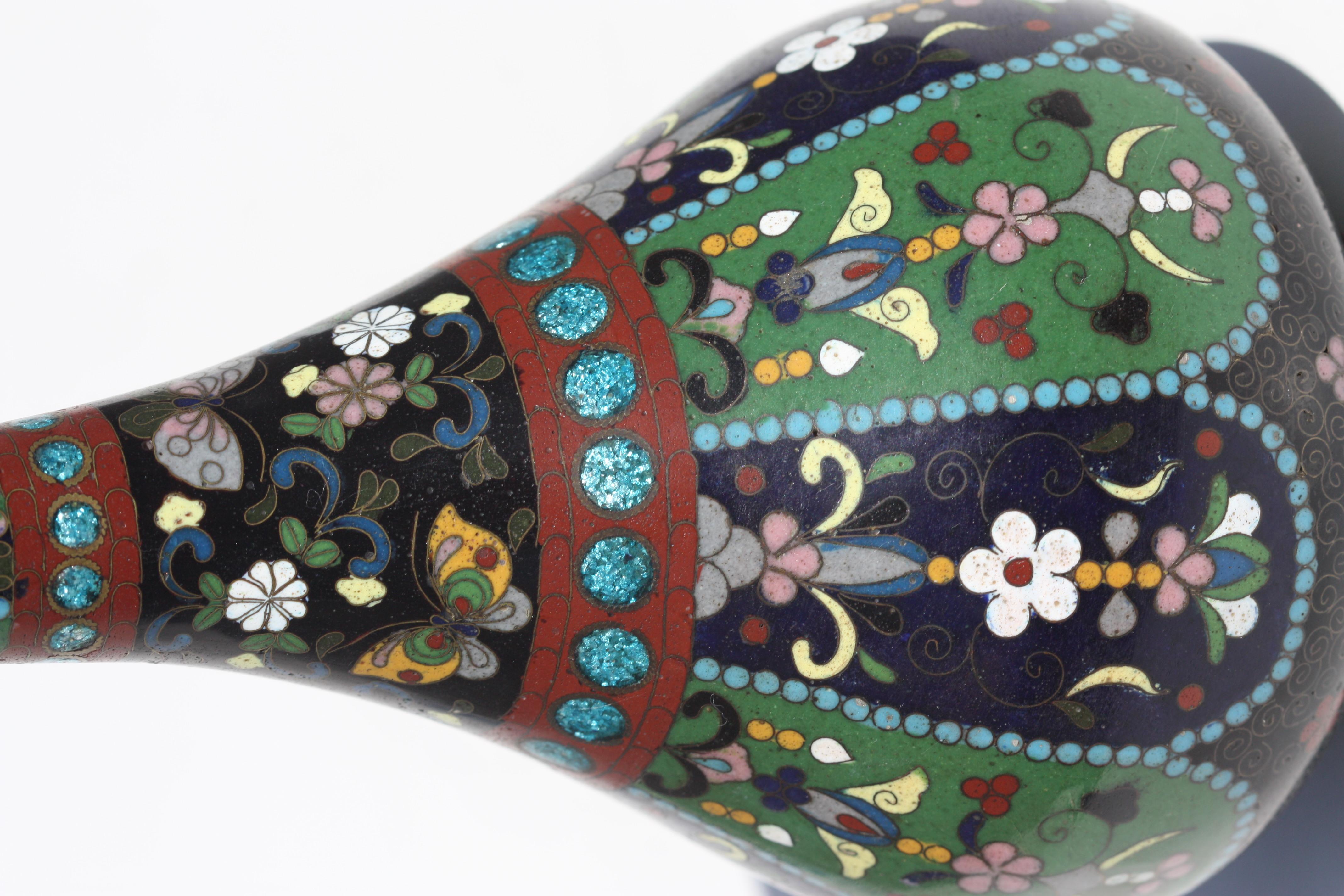 Ceramic Japanese Cloisonne Enamel Vase 19th Century For Sale