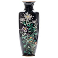 A Japanese Cloisonné Vase depicting blooming chrysanthemums