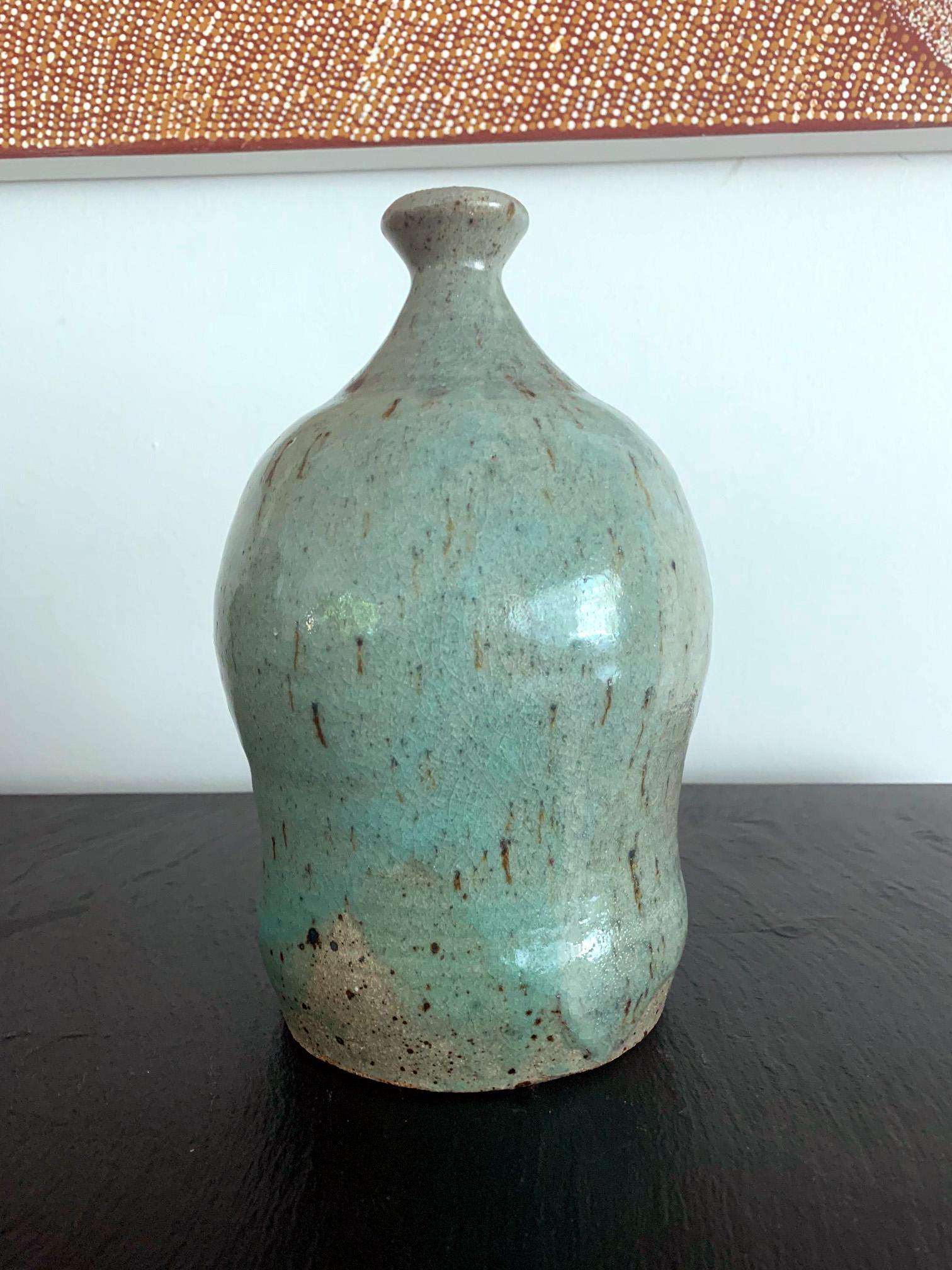 American Japanese Contemporary Ceramic Bottle Teruo Hara