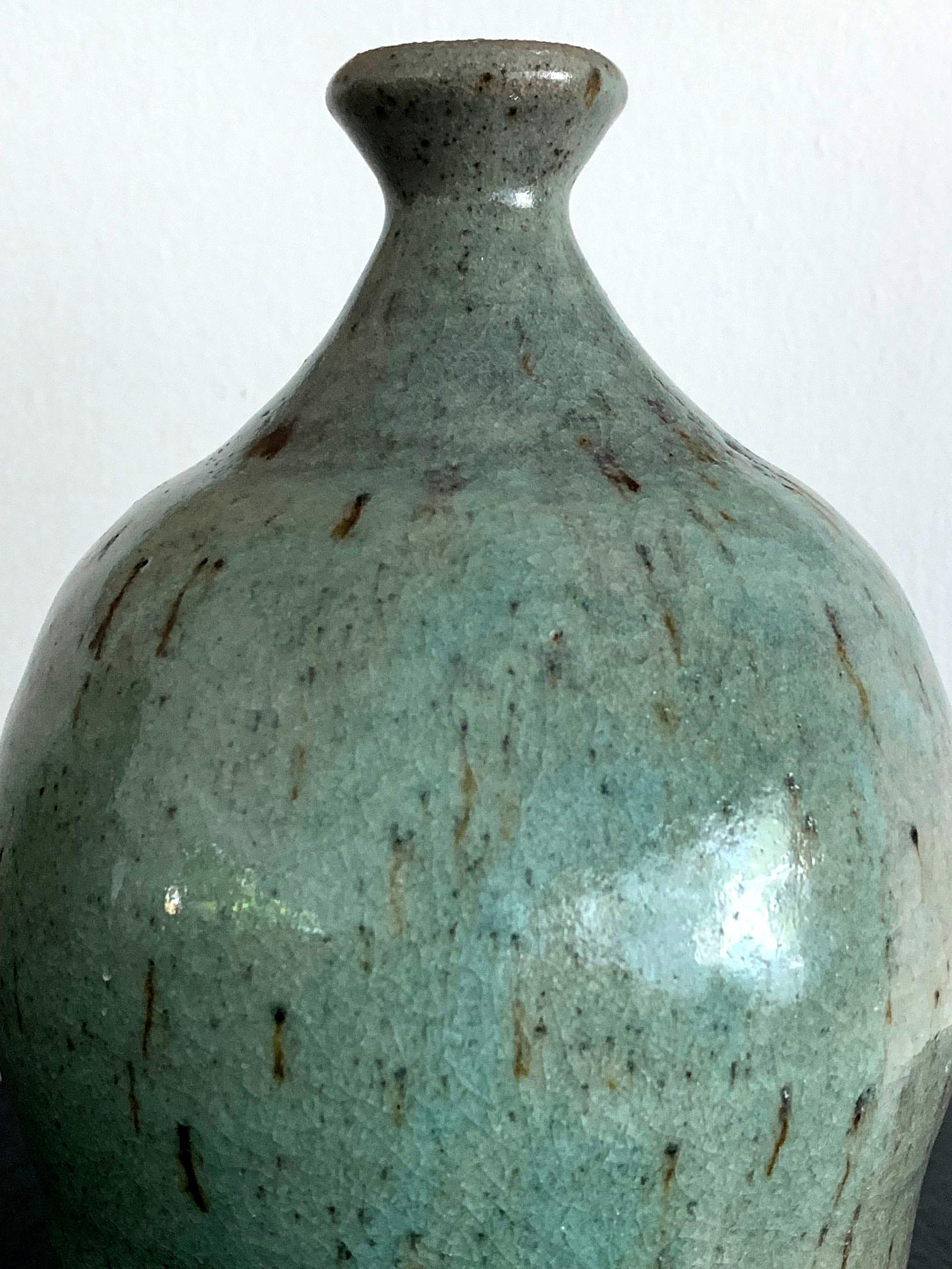Late 20th Century Japanese Contemporary Ceramic Bottle Teruo Hara