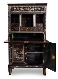 Japanese Export Lacquer Mother-of-Pearl Secretaire for the American Market