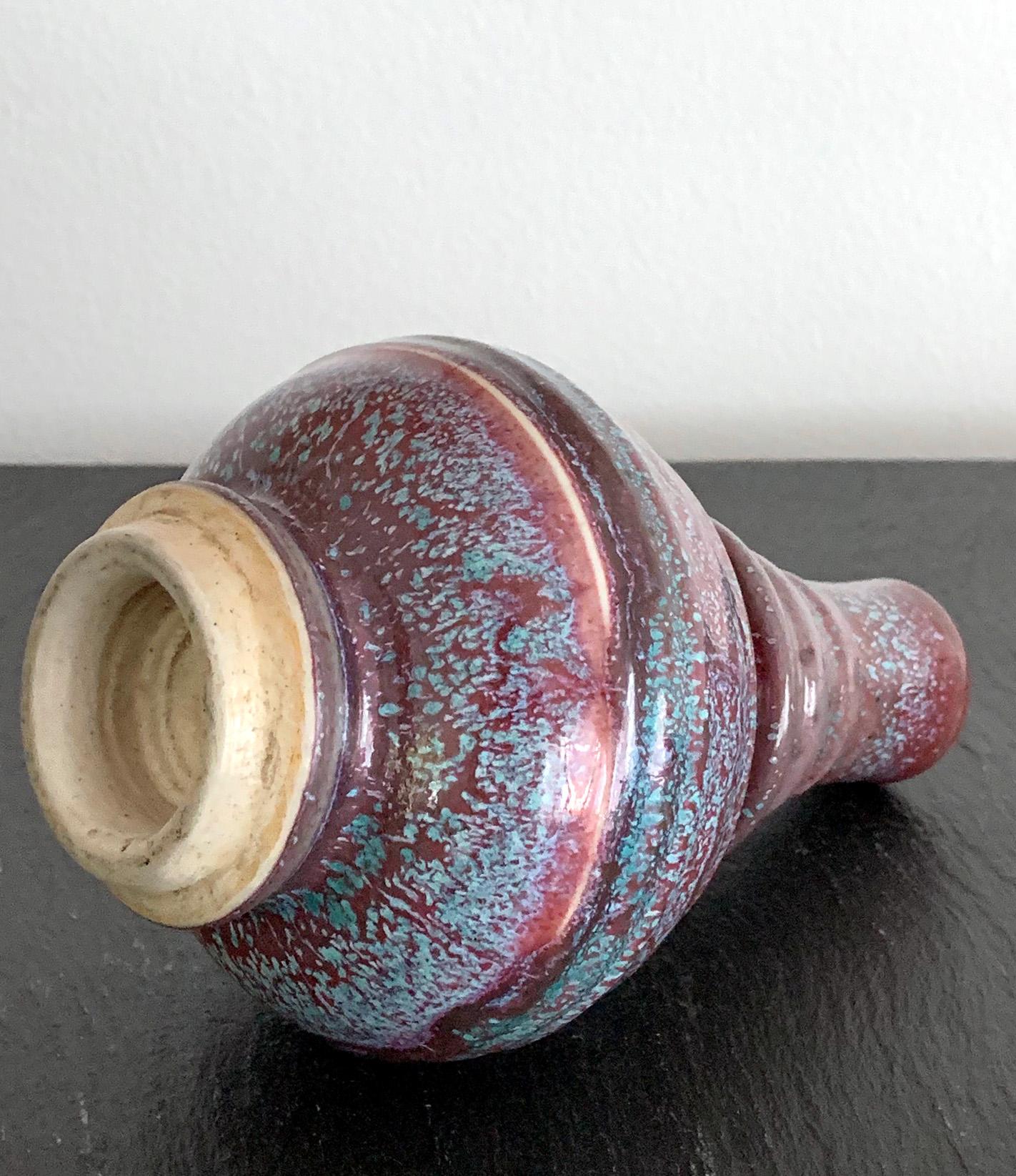 Japanese Asian Flambe Studio Pottery Vase For Sale