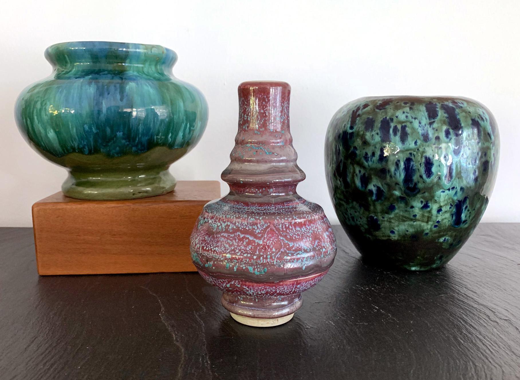Asian Flambe Studio Pottery Vase For Sale 1
