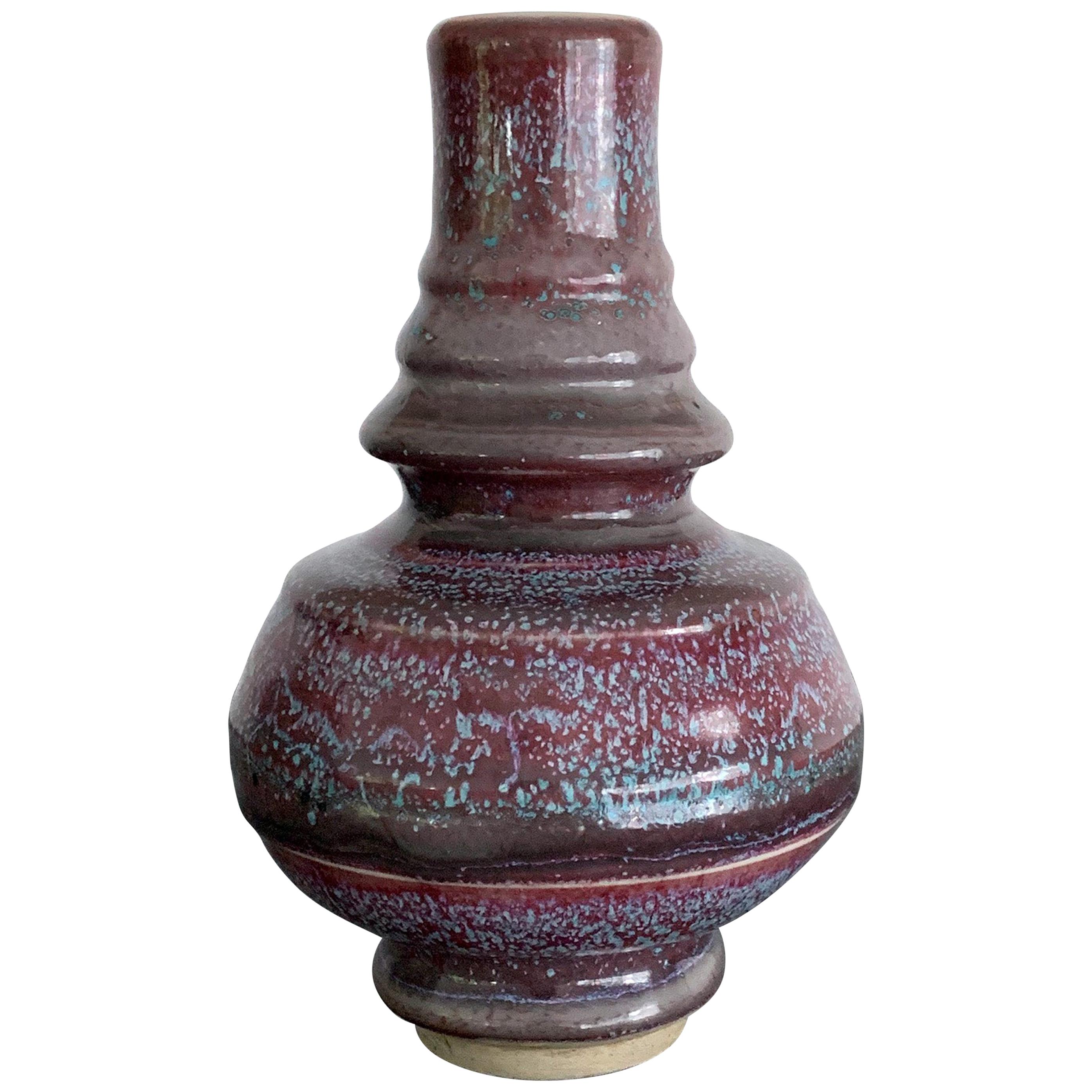 Asian Flambe Studio Pottery Vase