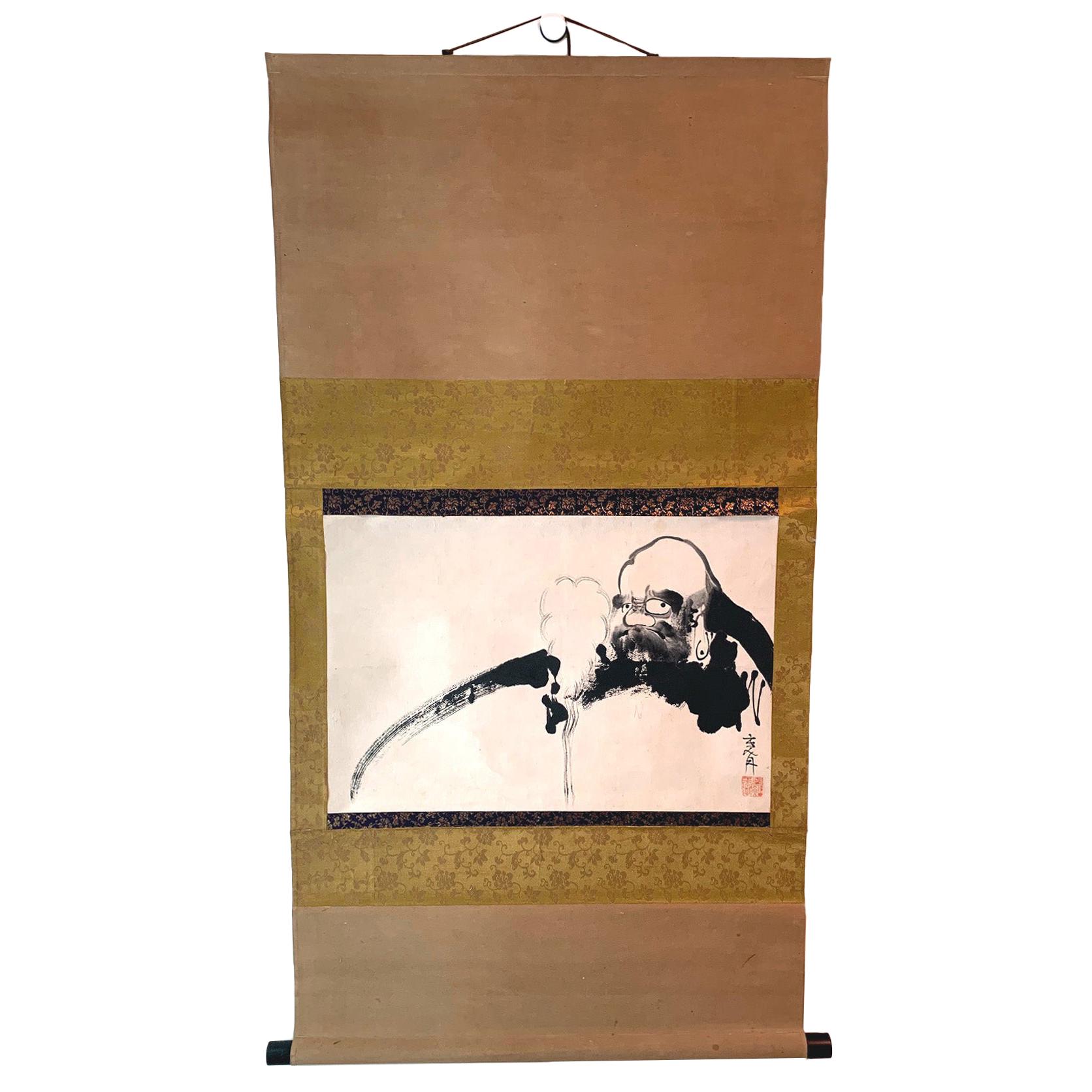 Japanese Hanging Scroll of Daruma