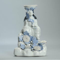 A Japanese hirado blue and white candle holder, Meiji 19th c.