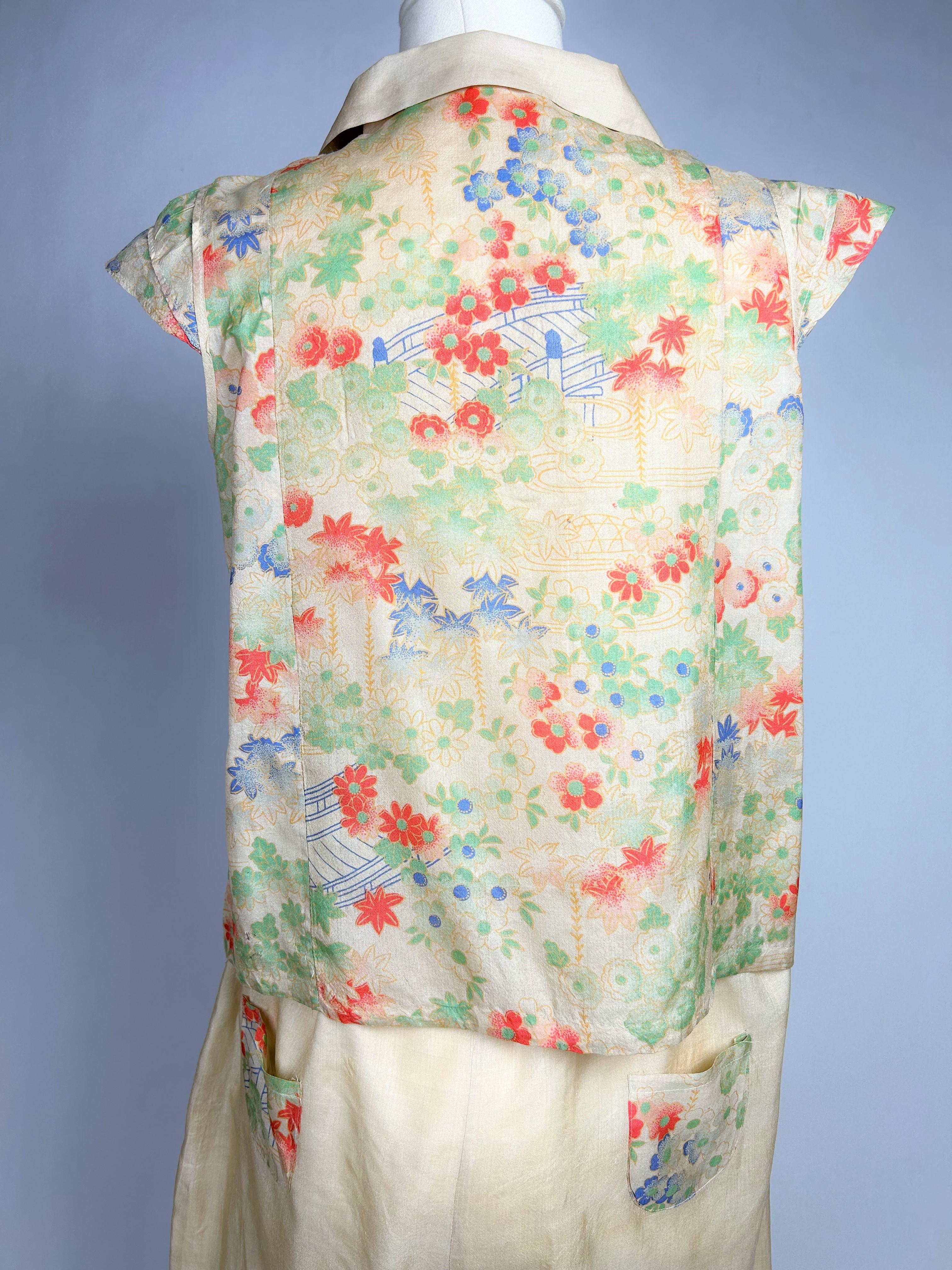 Un pijama de noche de seda estampada de inspiración japonesa - Francia Circa 1930 en venta 8