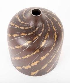 Japanese Iron Vase with Inlaid Silver and Gold by Ueda Hiroshi