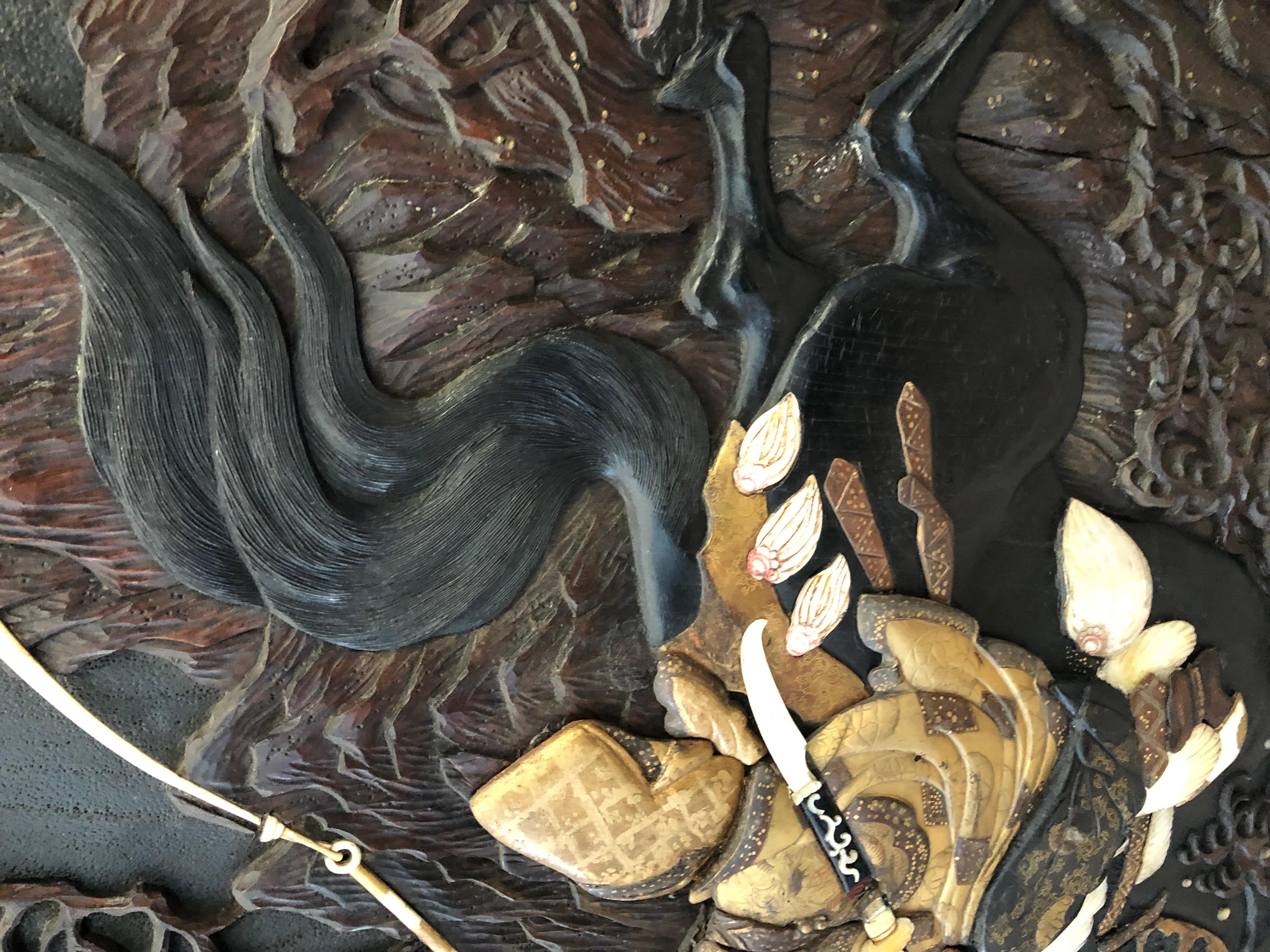 Japanischer Raumteiler aus Lack, Knochen und „Root“-Holz aus der Meiji-Periode im Zustand „Gut“ im Angebot in West Palm Beach, FL