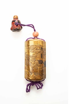 A Japanese Lacquer Inro Depicting A Daikokuten With His Hammer