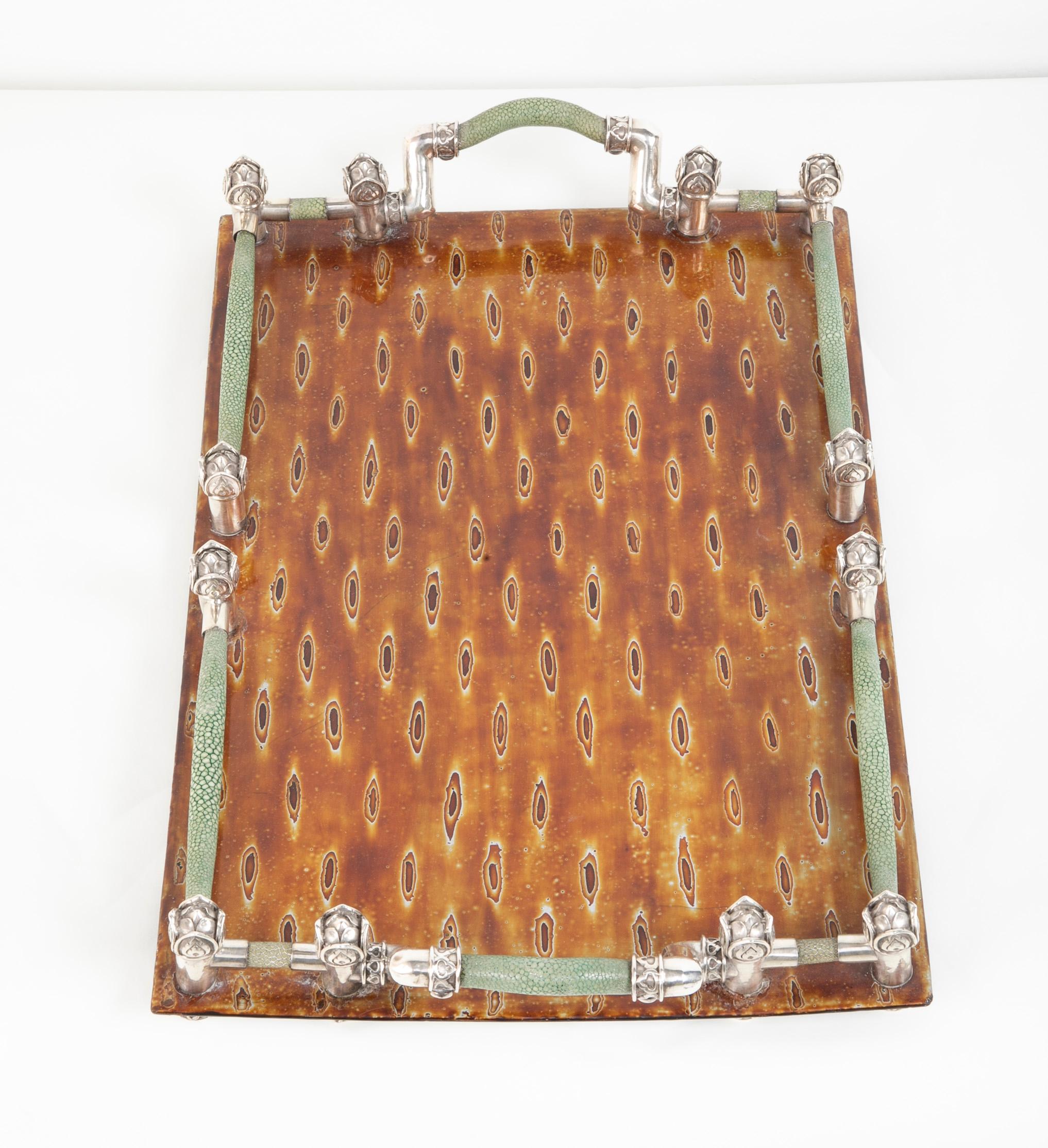 Japanese Lacquer Tray with Shagreen and Silver Gallery 4
