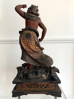 Japanese Lacquered and Gilt Wood Buddhism Statue from Edo Period