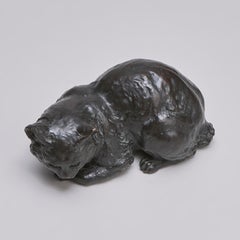 A Japanese, Meiji-era (1868 – 1912) Bronze Okimono sculpture of a house cat