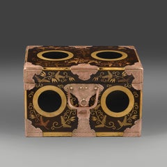 A Japanese Meiji Period Black and Gold Lacquer Trunk