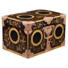 A Japanese Meiji Period Black and Gold Lacquer Trunk