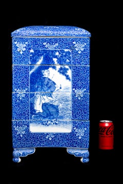 A Japanese Meiji Period Blue and White Porcelain 5-Tier Presentation Box