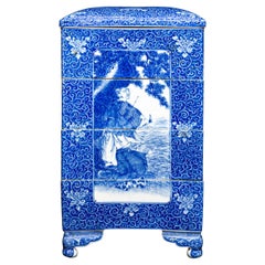 A Japanese Meiji Period Blue and White Porcelain 5-Tier Presentation Box