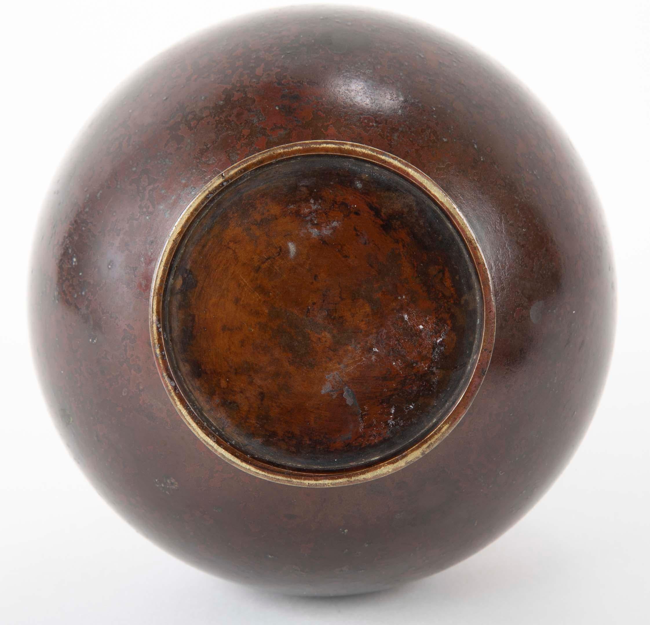 Late 19th Century Japanese Meiji Period Patinated Bronze Ikebana Vase