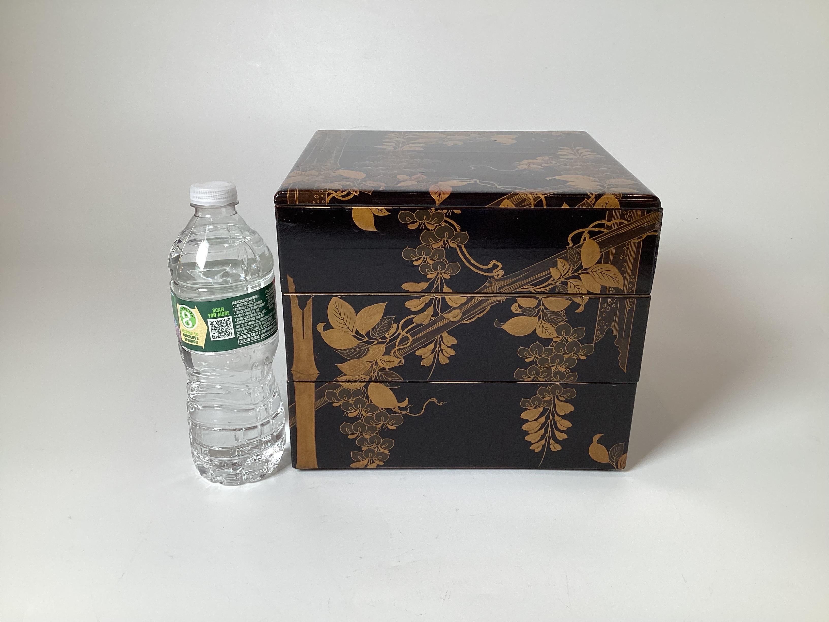 Japanese Meiji Period Suziribako Stacking Box  1