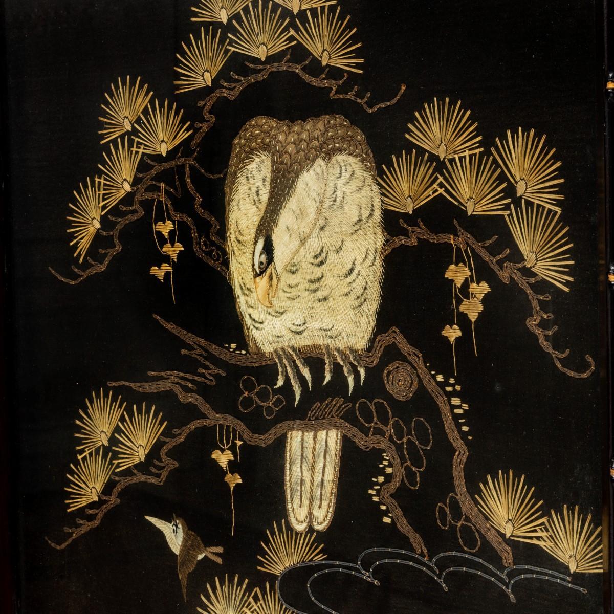 Early 20th Century Japanese Needlework of an Eagle For Sale