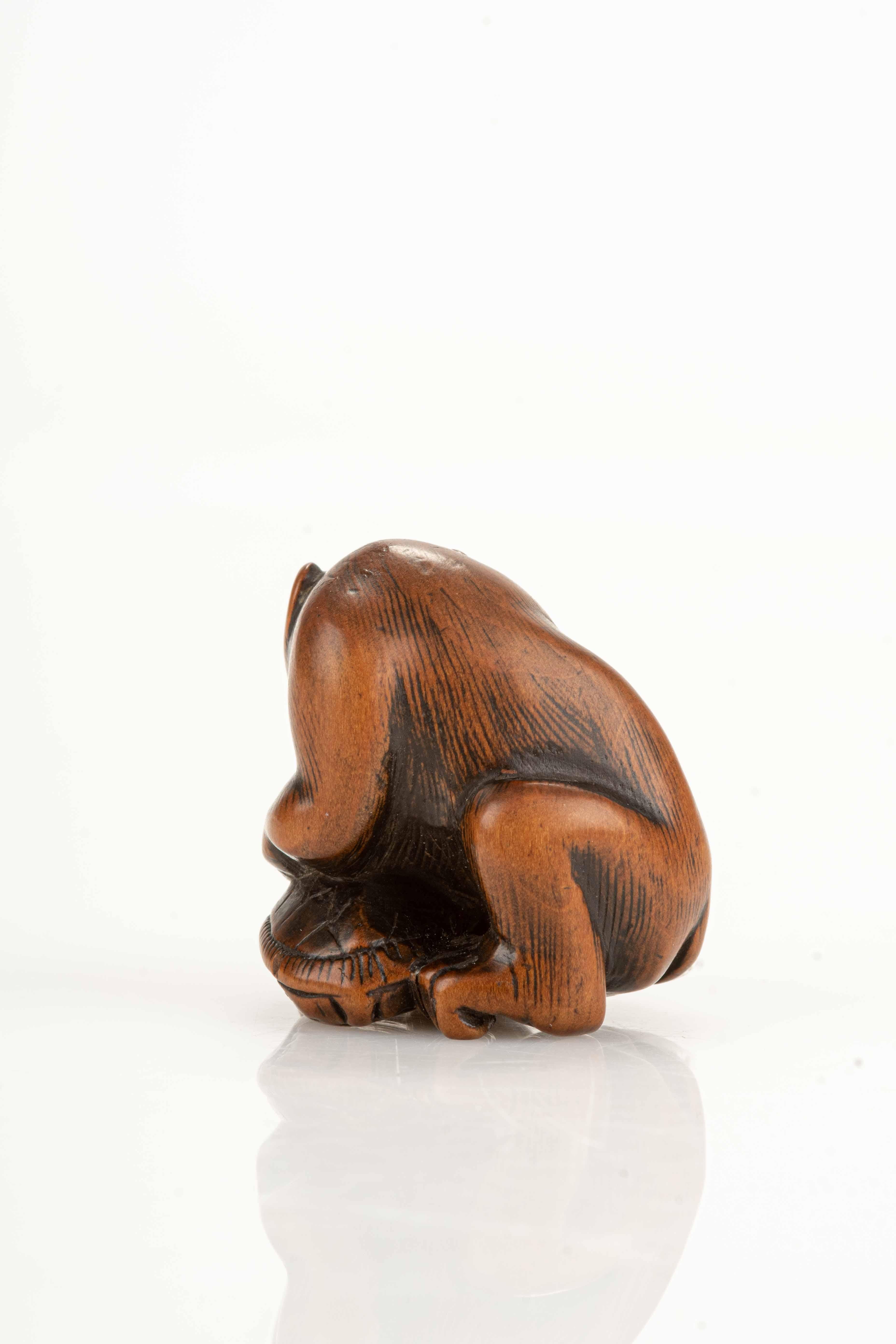 Giapponese Un netsuke giapponese raffigurante una scimmia con una tartaruga in vendita
