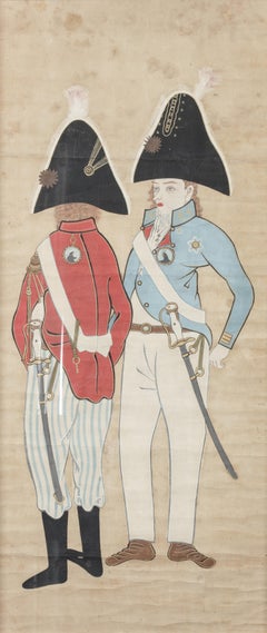 A Japanese painting depicting two European generals