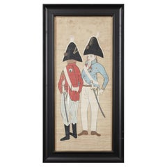 Antique A Japanese painting depicting two European generals