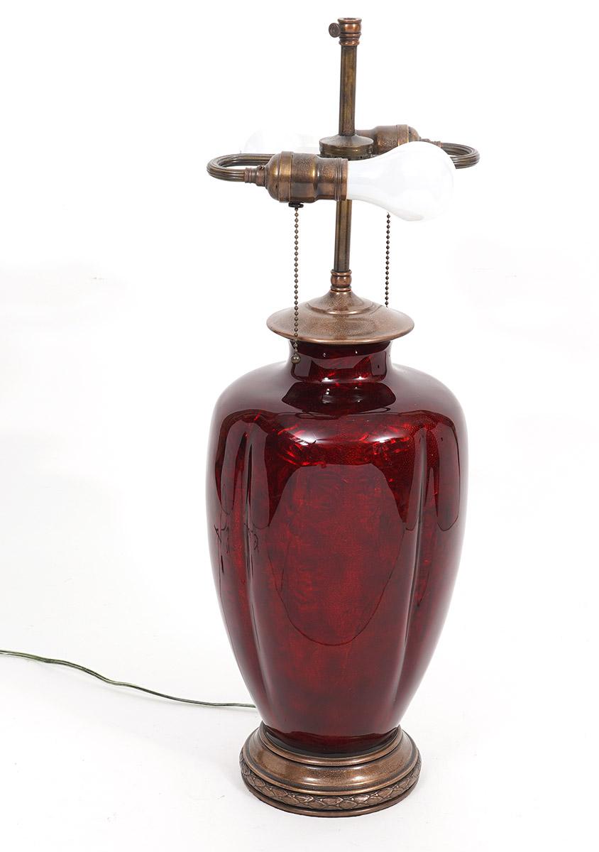 20th Century Japanese 'Pigeon Blood' Ginbari Cloisonné Enameled Bronze Mounted Table Lamp