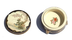Japanese Satsuma Earthenware Circular Box and Cover