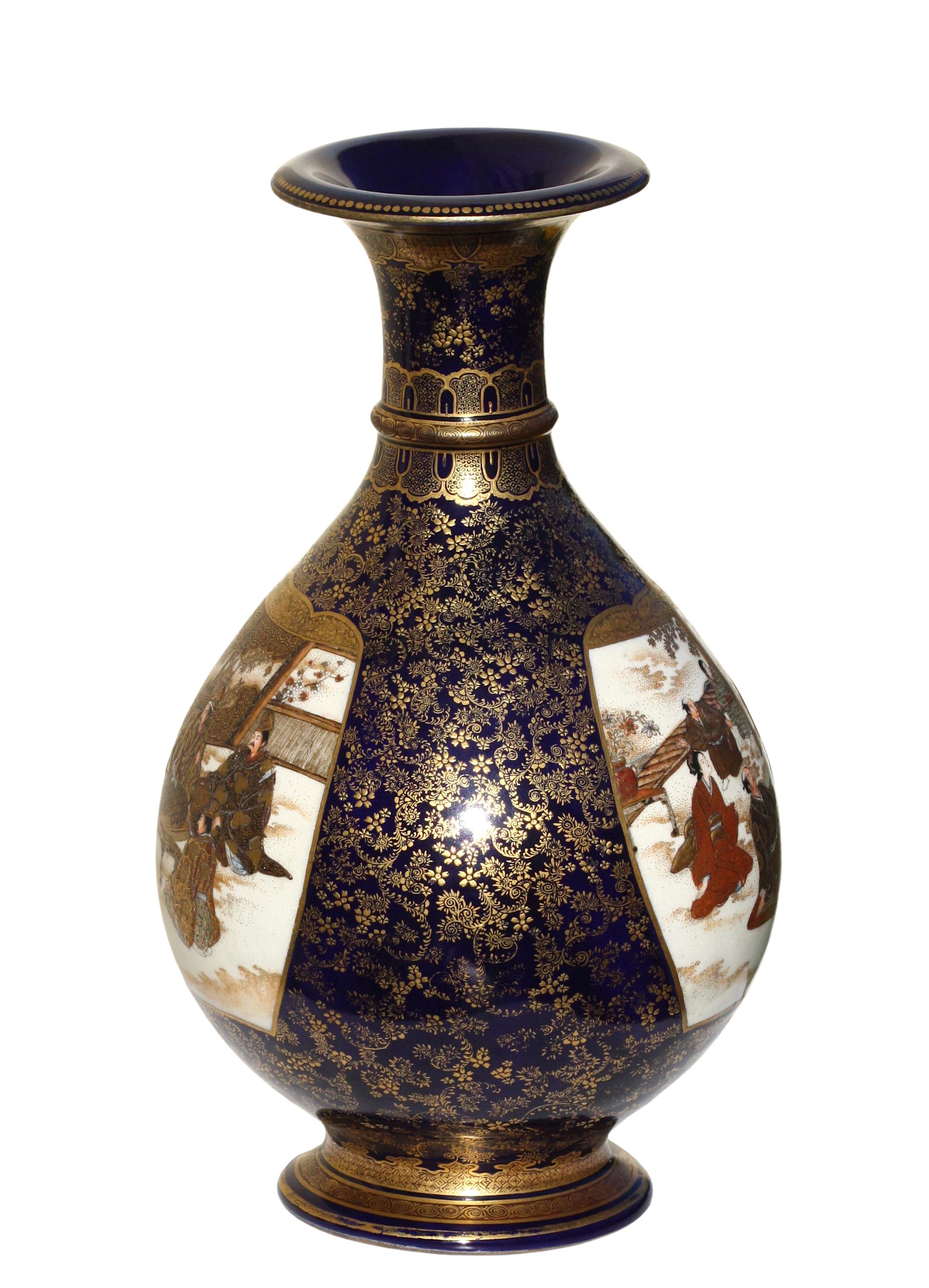 20ième siècle Vase en faïence japonaise Satsuma de Kinkozan, période Meiji  en vente