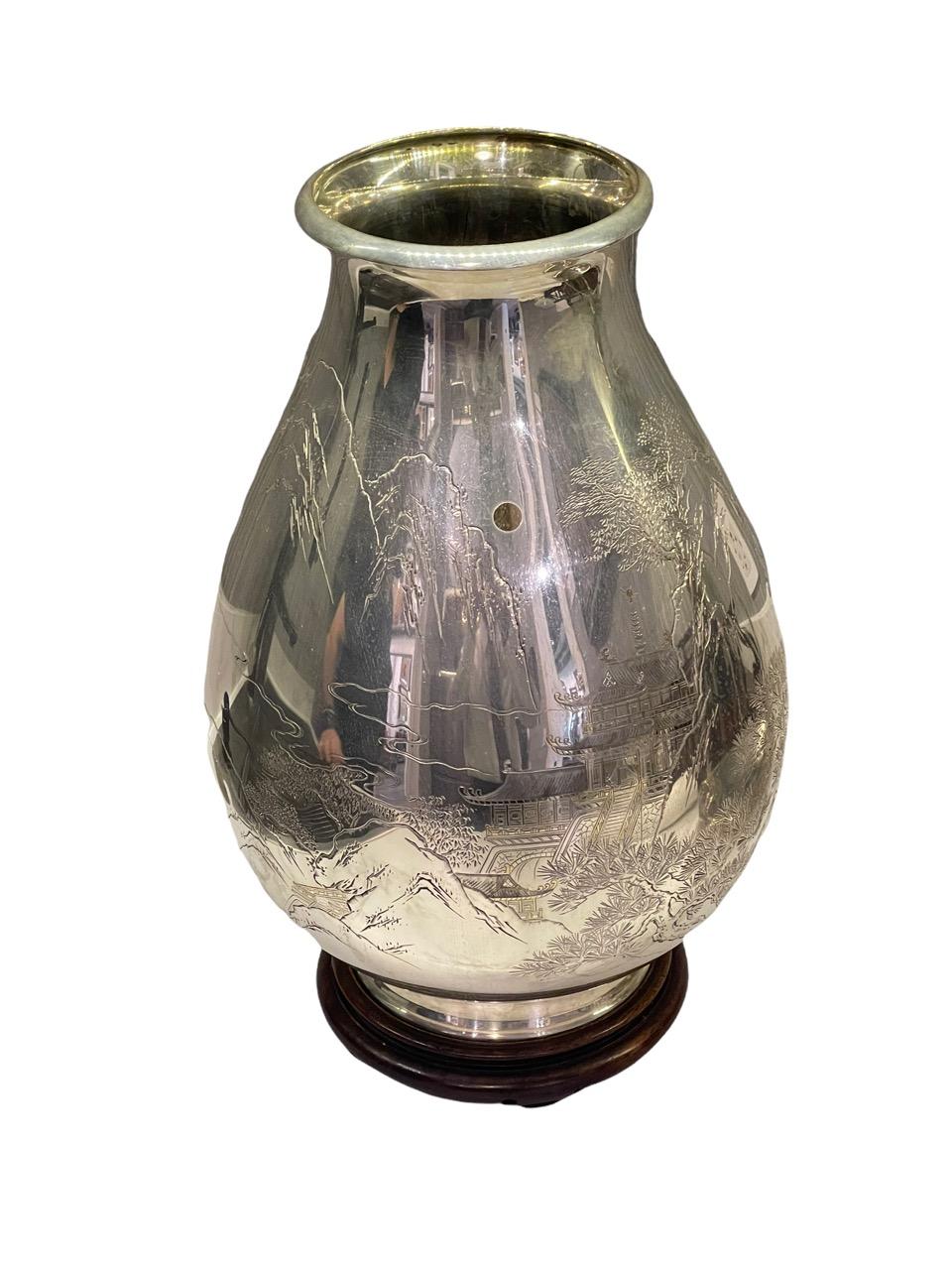 Sterling Silver Japanese Silver and Mixed Metal Vase, Shigemitsu, circa 1900 For Sale