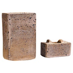 A Japanese Style Stoneware Box by Barbara Delfosse La Borne France 1970s