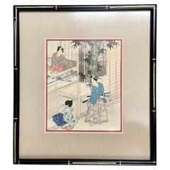 Japanese Woodblock of Prince Genji Finely Framed