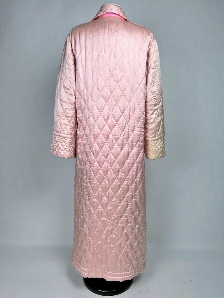 satin quilted dressing gown Vintage Pink and Blue Quilted Satin Robe Medium Hotbox Vintage