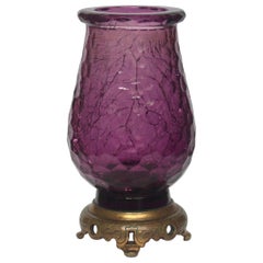 Japonisme Crackled Baccarat Crystal Vase, Ormolu Mount by Edmond Enot