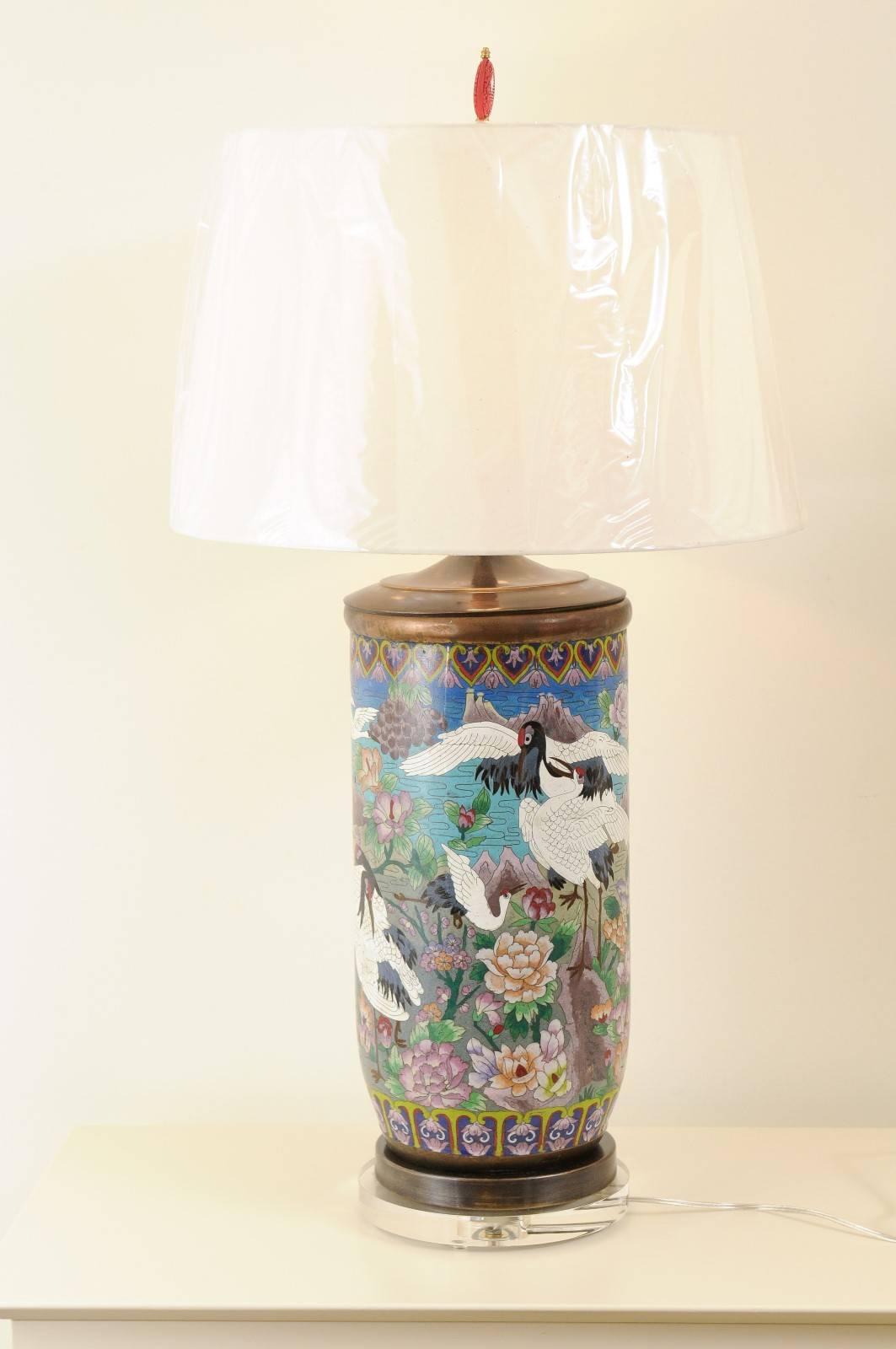  Jaw-Dropping Pair of Cloisonne Vessels as Custom Lamps For Sale 3