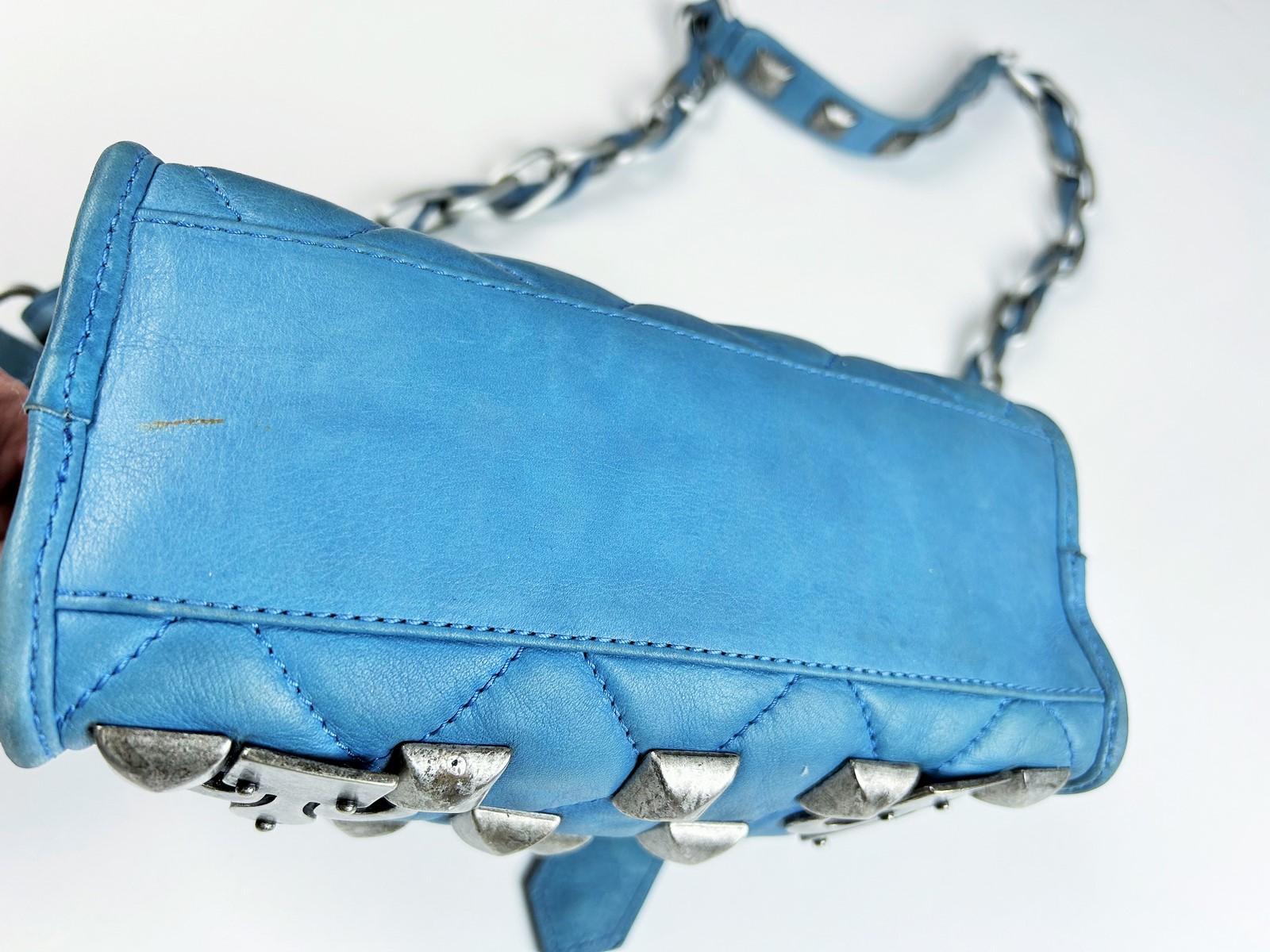 A Jean-Charles de Castelbajac Blue Studded Leather Humorous Bag Circa 1995 For Sale 10