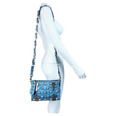A Jean-Charles de Castelbajac Blue Studded Leather Humorous Bag Circa 1995
