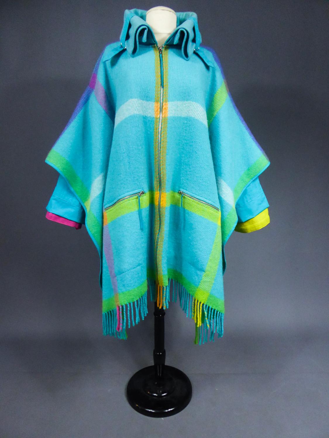 Blue A Jean-Charles de Castelbajac Ko And Co Wool Poncho Coat  Circa 1990