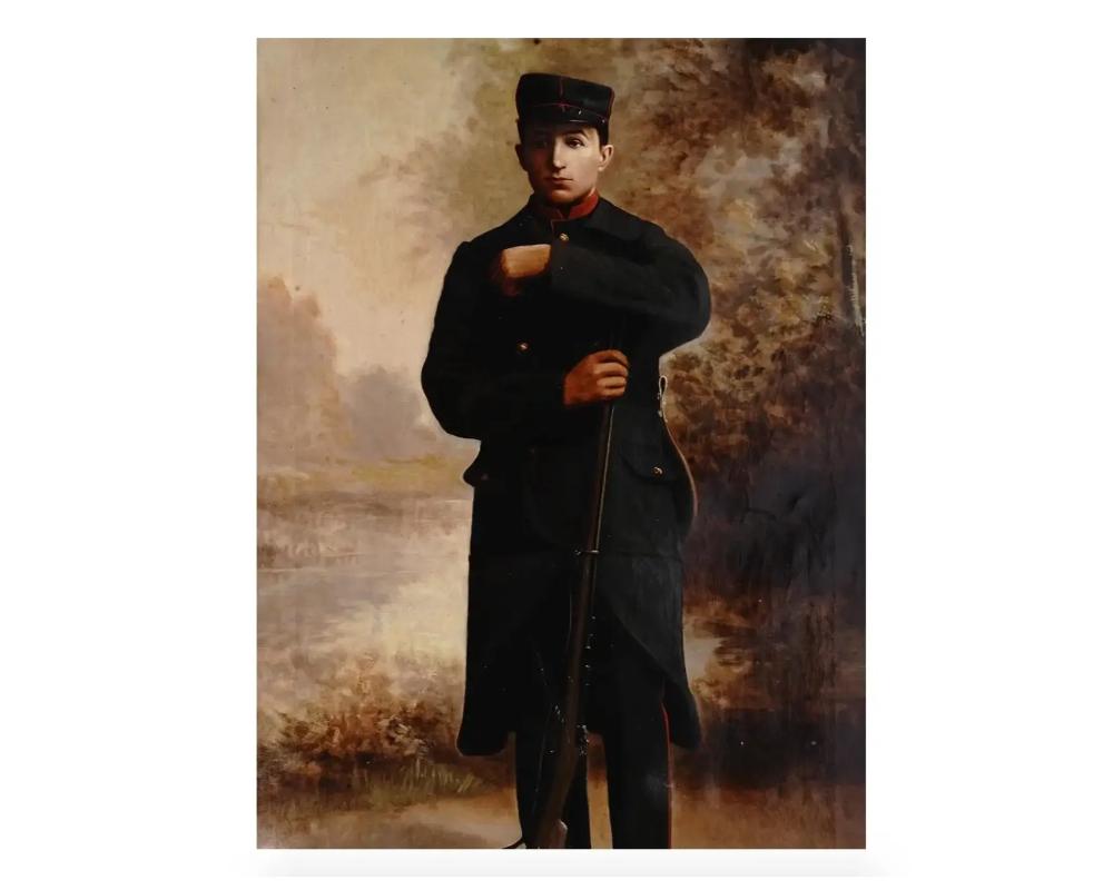 French Jean Hanssens Oil Painting of a Belgian Soldier, 1916 For Sale