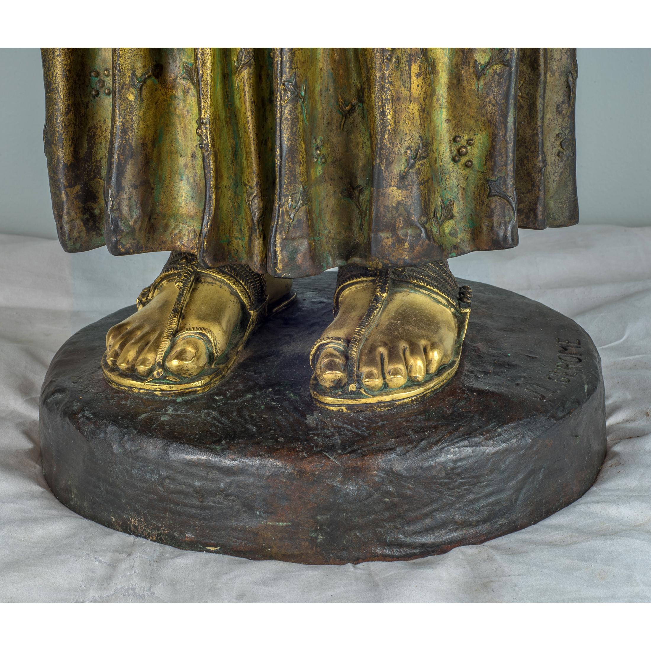Jean Leon Gerome Orientalist Gilt and Polychrome-Patinated Bronze Sculpture 4