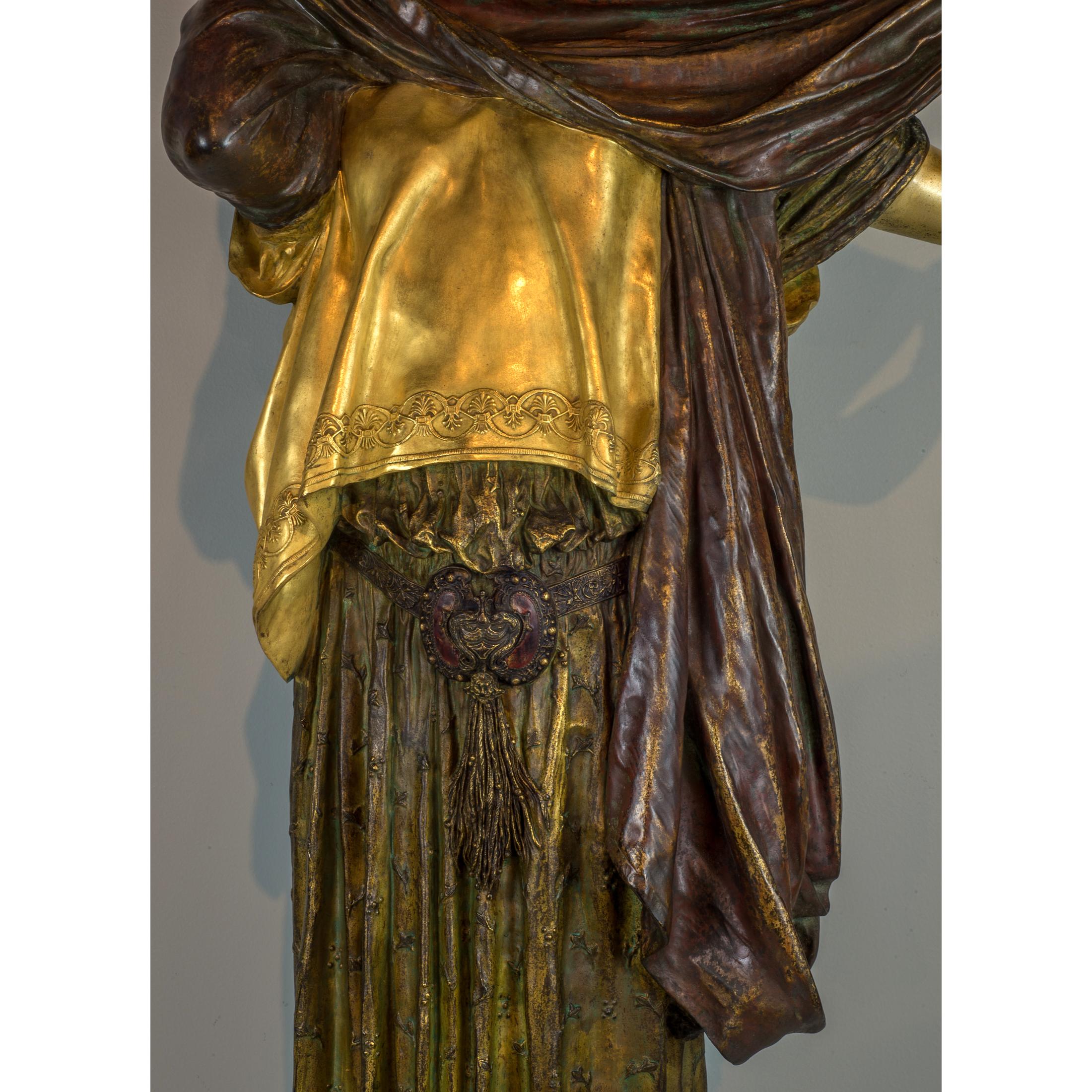 Jean Leon Gerome Orientalist Gilt and Polychrome-Patinated Bronze Sculpture In Good Condition In New York, NY