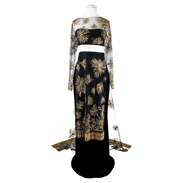 Robe en velours et filet Jean-Louis Scherrer by Stéphane Rolland ...